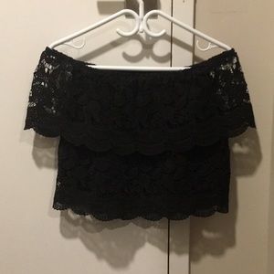 Glamorous Off-Shoulder Lace Crop Top
